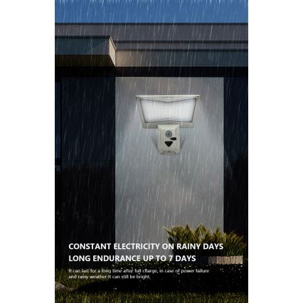 LED Napelemes érzékelős fali lámpa LED/2,6W/5,5V IP65 fehér