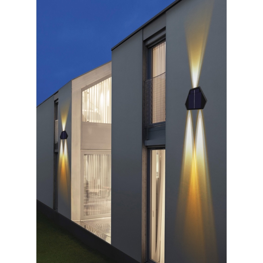 LED napelemes fali lámpa érzékelővel LED/2W/5V IP54 1300 mAh