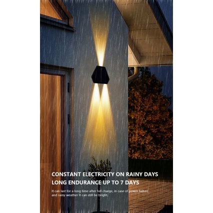 LED napelemes fali lámpa érzékelővel LED/2W/5V IP54 1300 mAh