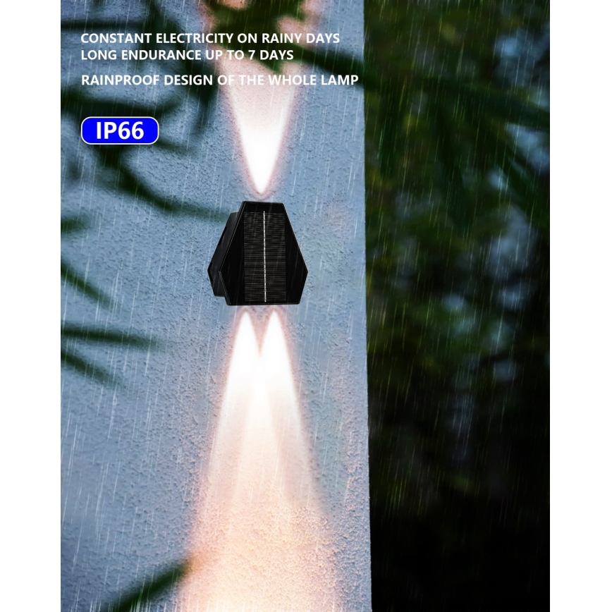 LED napelemes fali lámpa érzékelővel LED/2W/5V IP54 1300 mAh