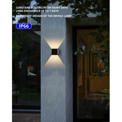 LED napelemes fali lámpa érzékelővel LED/2W/5V IP54 1300 mAh