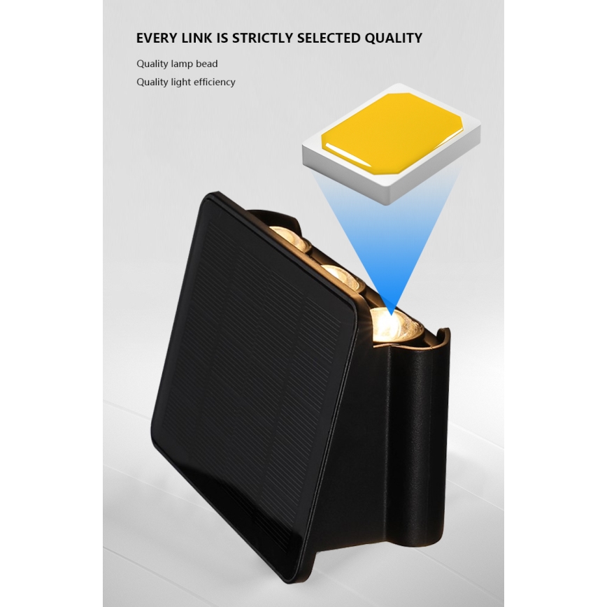 LED napelemes fali lámpa érzékelővel LED/2W/5V IP54 1300 mAh