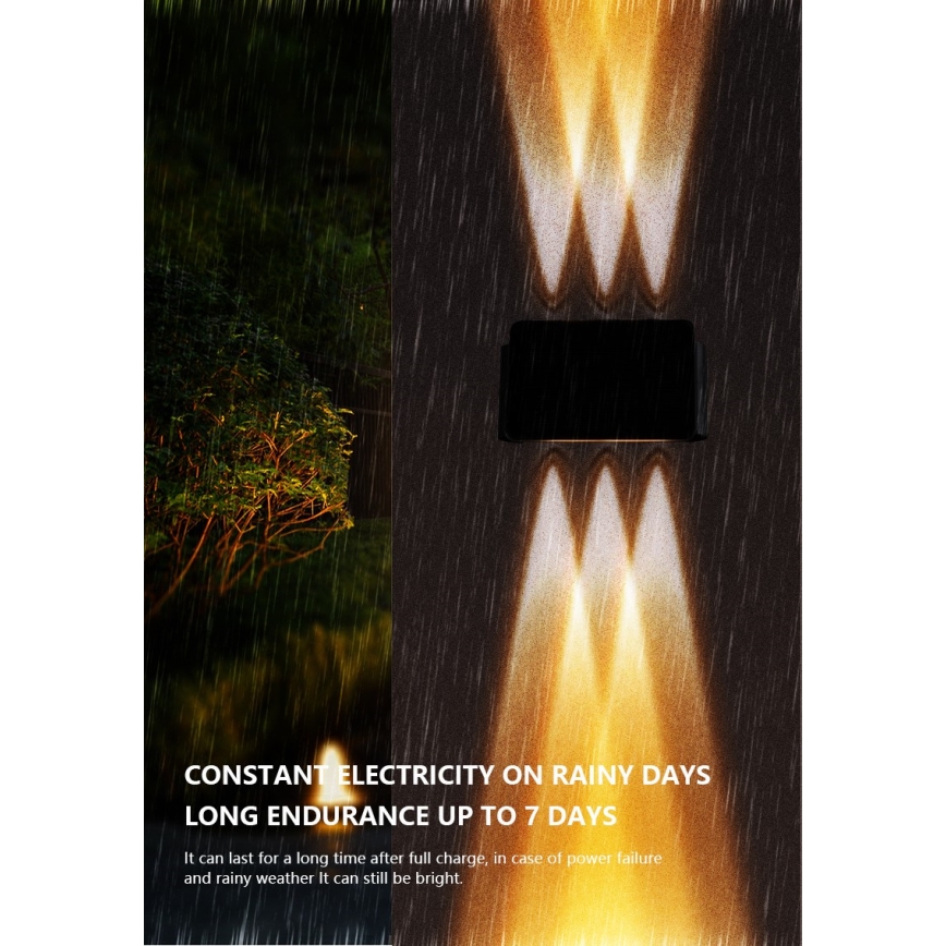 LED napelemes fali lámpa érzékelővel LED/2W/5V IP54 1300 mAh