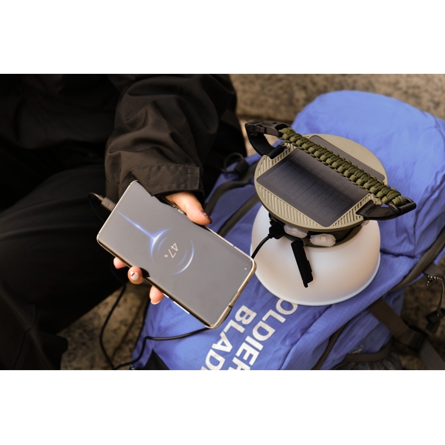 LED RGB hordozható napelemes töltőlámpa LED lánccal LED/10W/5V 3600 mAh IP65 3600 mAh