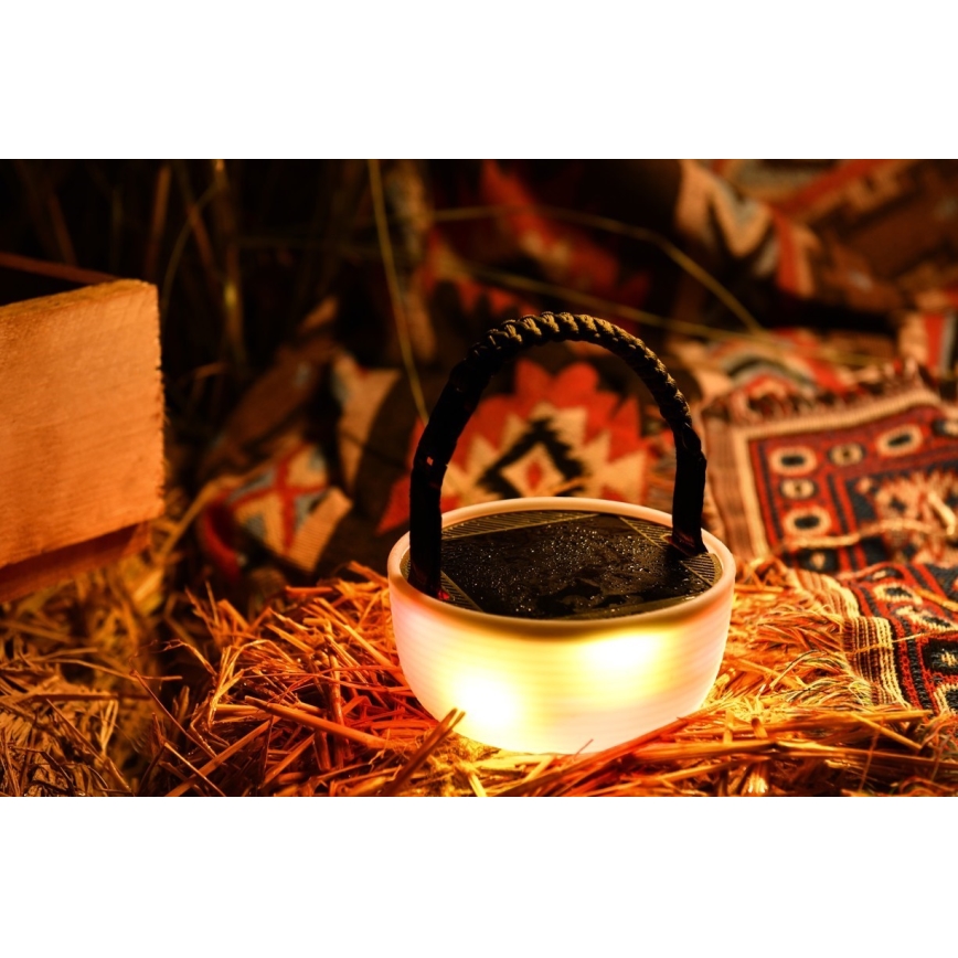 LED RGB hordozható napelemes töltőlámpa LED lánccal LED/10W/5V 3600 mAh IP65 3600 mAh