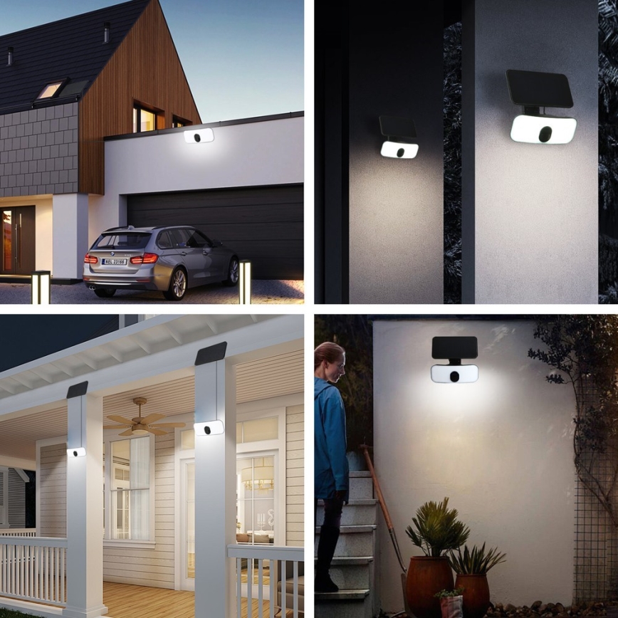LED napelemes fali lámpa érzékelővel LED/13W/3,7V 4000K IP65 400 mAh