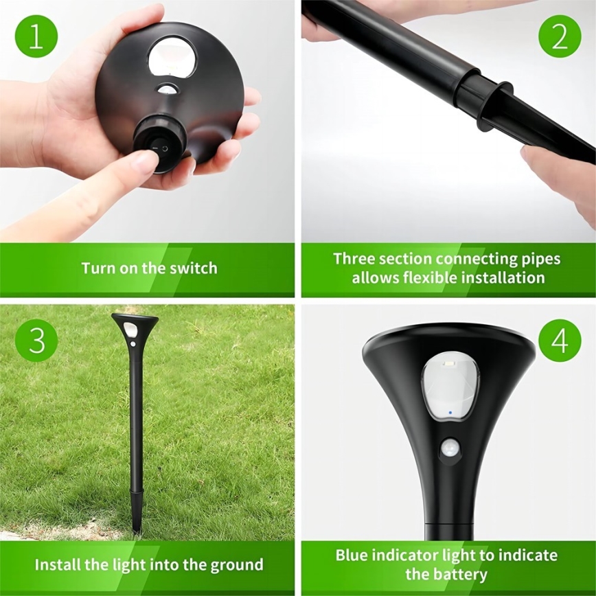 LED napelemes lámpa érzékelővel LED/1W/3,7V 6000K IP65 1500 mAh