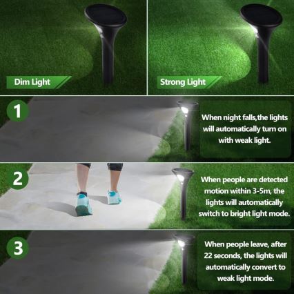 LED napelemes lámpa érzékelővel LED/1W/3,7V 6000K IP65 1500 mAh