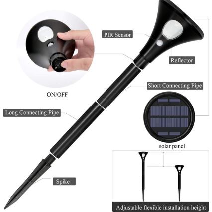LED napelemes lámpa érzékelővel LED/1W/3,7V 6000K IP65 1500 mAh