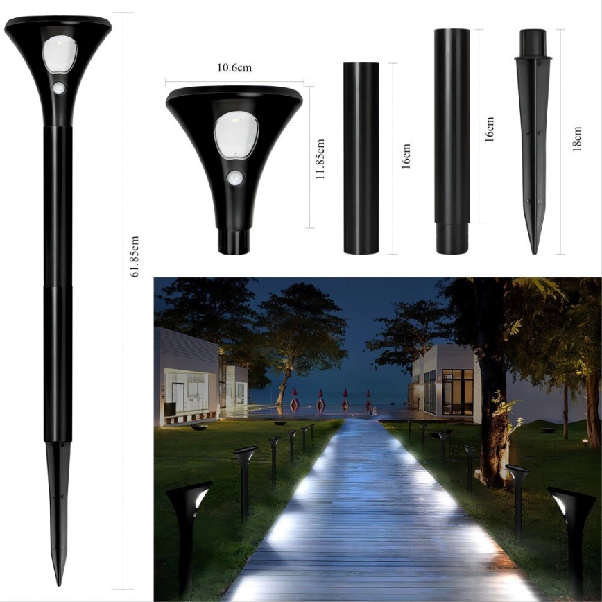 LED napelemes lámpa érzékelővel LED/1W/3,7V 6000K IP65 1500 mAh