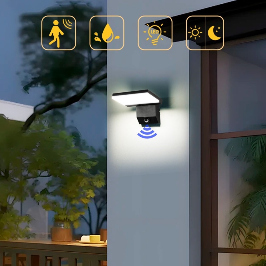 Kültéri LED fali lámpa érzékelővel MODERN LED/18W/230V IP65