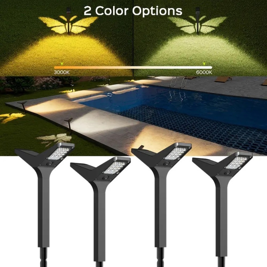 LED napelemes lámpa érzékelővel SUN BUTTERFLY LED/1,5W/3,7V 3000/6000K IP65 1500 mAh
