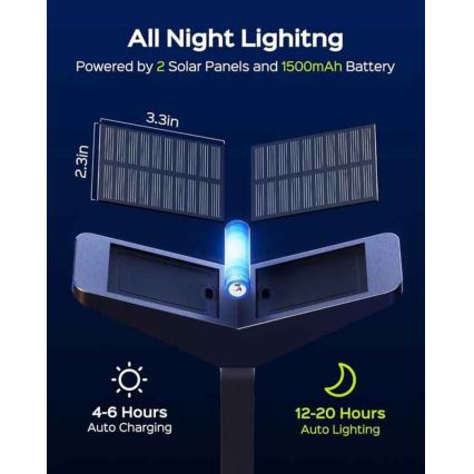 LED napelemes lámpa érzékelővel SUN BUTTERFLY LED/1,5W/3,7V 3000/6000K IP65 1500 mAh