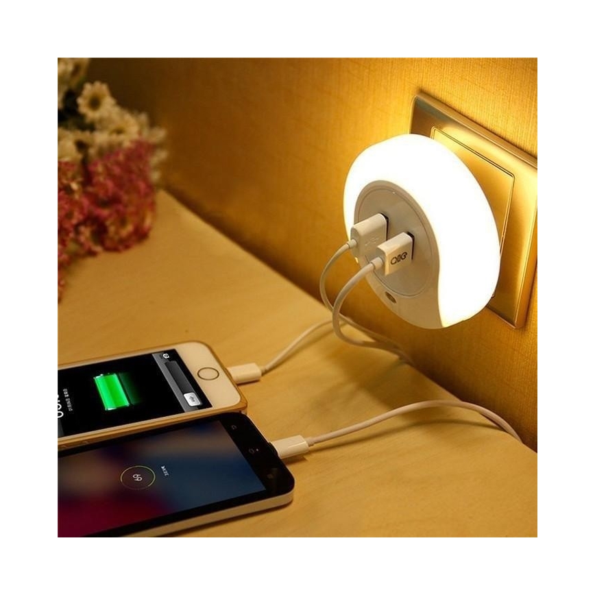 USB töltő LED megvilágítással LED/0,4W/230V