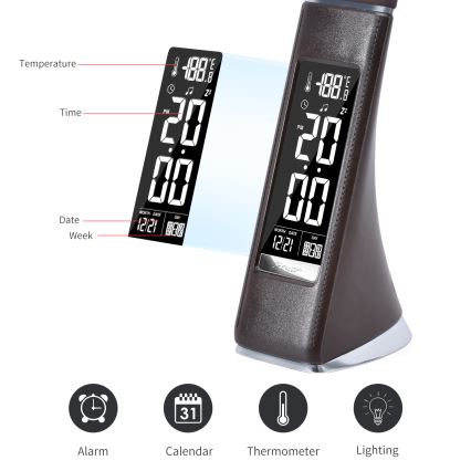 LED Dimmelhető asztali lámpa kijelzővel LEATHER LED/7W/230V