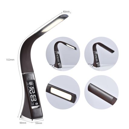 LED Dimmelhető asztali lámpa kijelzővel LEATHER LED/7W/230V