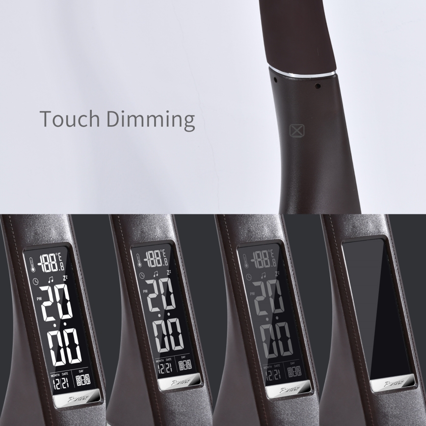 LED Dimmelhető asztali lámpa kijelzővel LEATHER LED/7W/230V