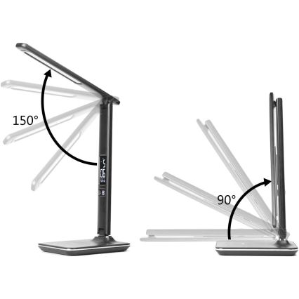 LED Dimmelhető asztali lámpa vezeték nélküli töltéssel QI és USB KINGFISHER LED/8,5W/230V fekete