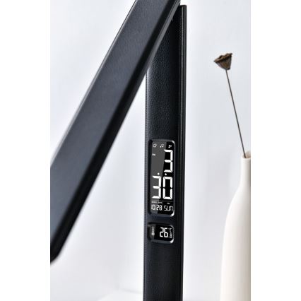 LED Dimmelhető asztali lámpa vezeték nélküli töltéssel QI és USB KINGFISHER LED/8,5W/230V fekete