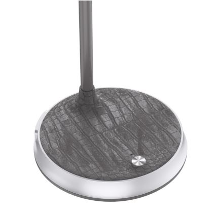 LED állítható fényerejű asztali lámpa vezeték nélküli töltéssel FINCH LED/9W/12/230V szürke/fényes króm