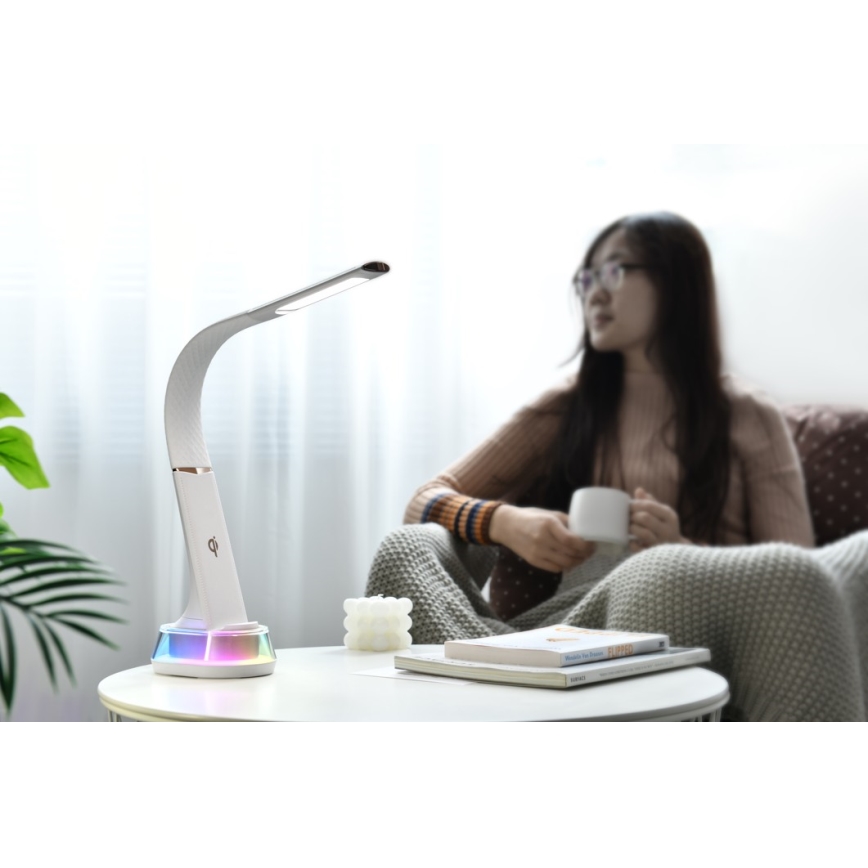 LED RGB állítható fényerejű asztali lámpa vezeték nélküli töltéssel CORELLA LED/7W/12/230V fekete