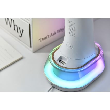 LED RGB állítható fényerejű asztali lámpa vezeték nélküli töltéssel CORELLA LED/7W/12/230V fekete