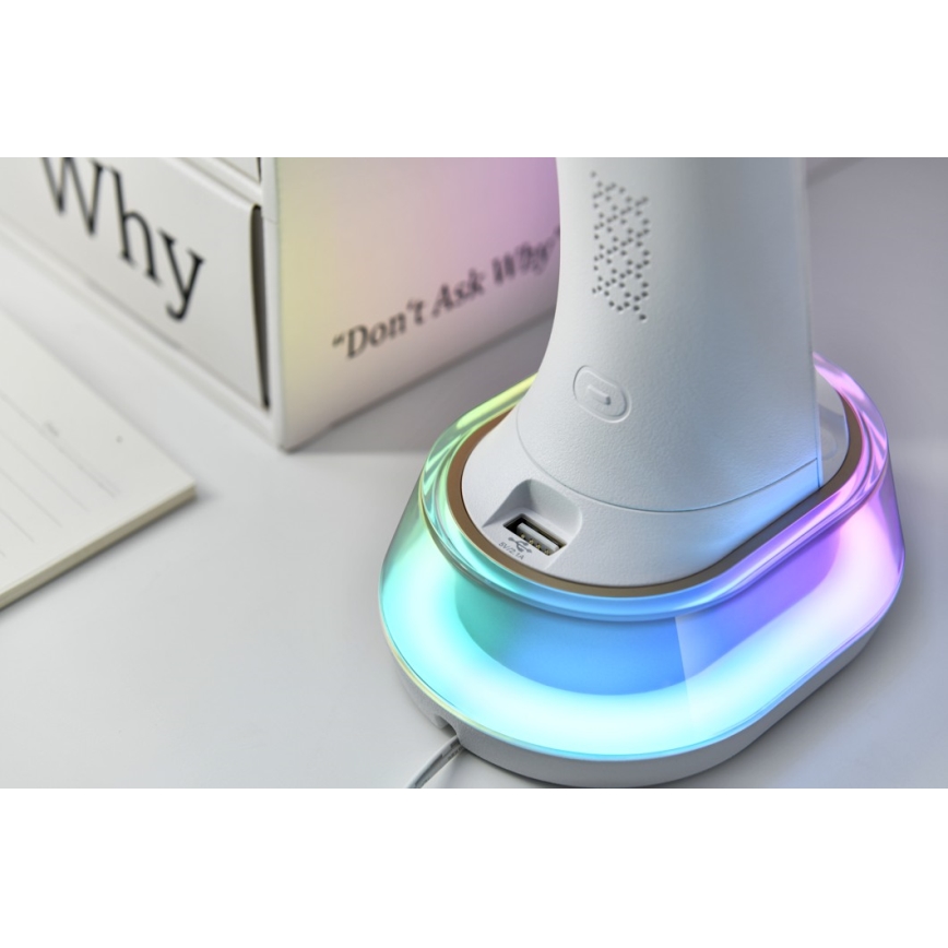 LED RGB állítható fényerejű asztali lámpa vezeték nélküli töltéssel CORELLA LED/7W/12/230V fekete
