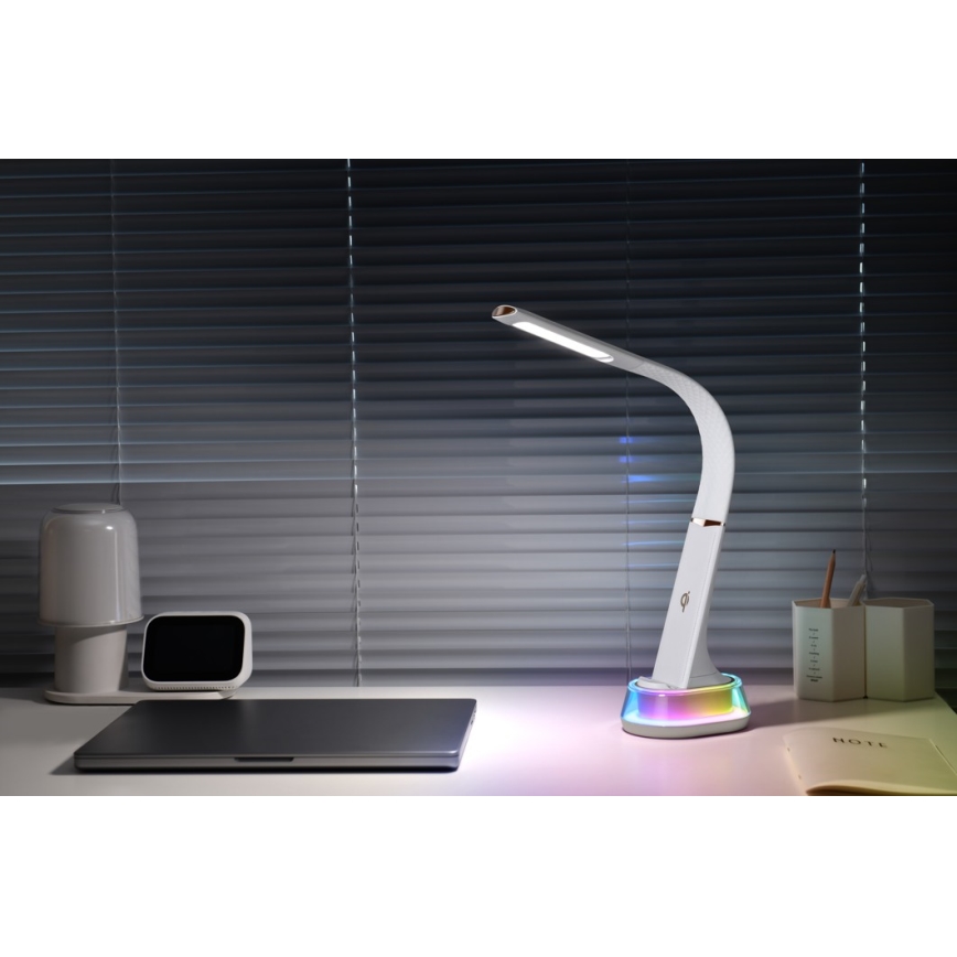 LED RGB állítható fényerejű asztali lámpa vezeték nélküli töltéssel CORELLA LED/7W/12/230V fekete