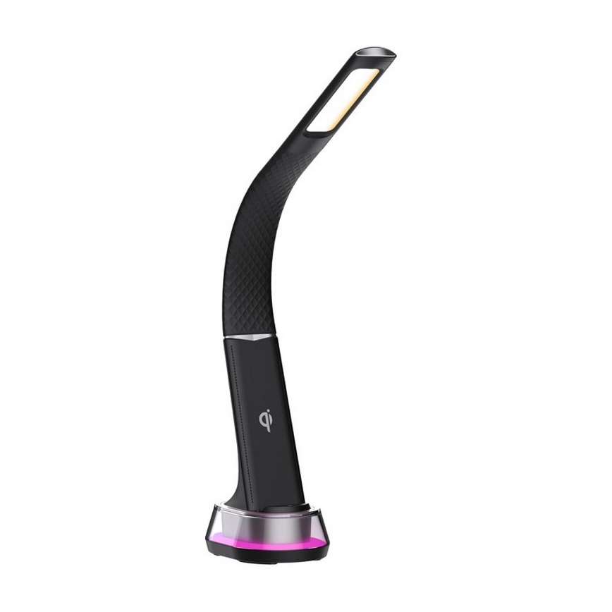 LED RGB állítható fényerejű asztali lámpa vezeték nélküli töltéssel CORELLA LED/7W/12/230V fekete
