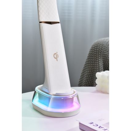 LED RGB állítható fényerejű asztali lámpa vezeték nélküli töltéssel CORELLA LED/7W/12/230V fehér