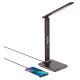 LED Dimmelhető asztali lámpa vezeték nélküli QI töltéssel és USB-vel KINGFISHER LED/8,5W/230V barna