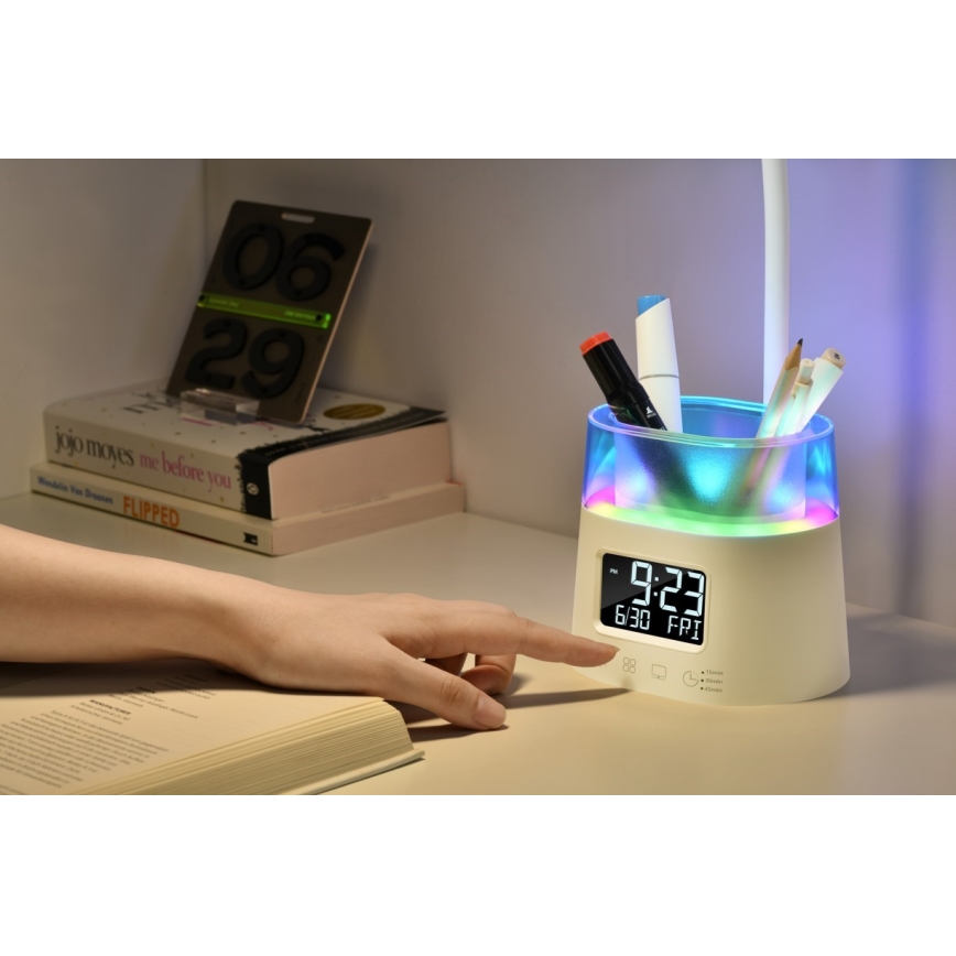 LED RGBW Dimmelhető asztali lámpa ceruzatartóval FALCON LED/10W/5V