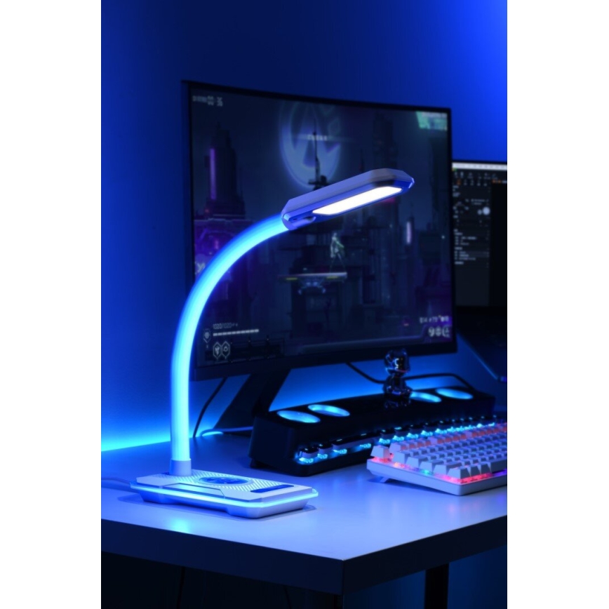LED RGBW Dimmelhető asztali lámpa Qi töltővel 30W/230V 3000K/4000K/5000K fehér