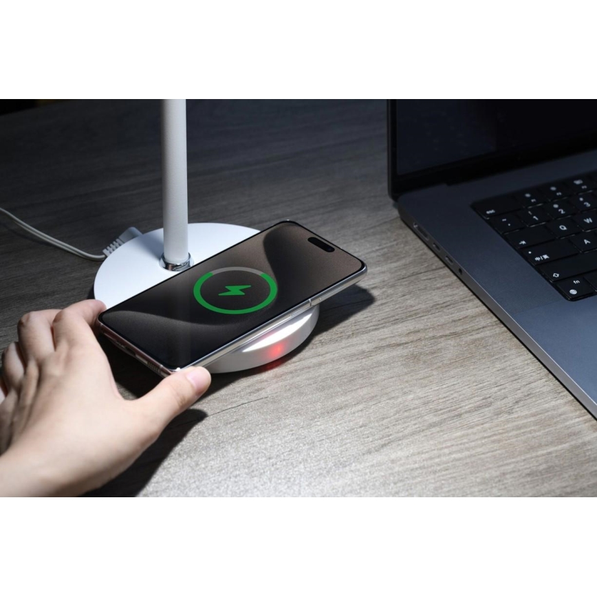 LED Dimmelhető asztali lámpa vezeték nélküli Qi töltővel TIT LED/12W/230V fehér