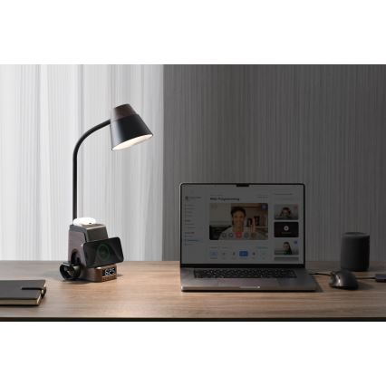 LED+CCT Dimmelhető asztali lámpa QI vezeték nélküli töltéssel IDEAL LED/8W/230V 2700/4000/5000K barna