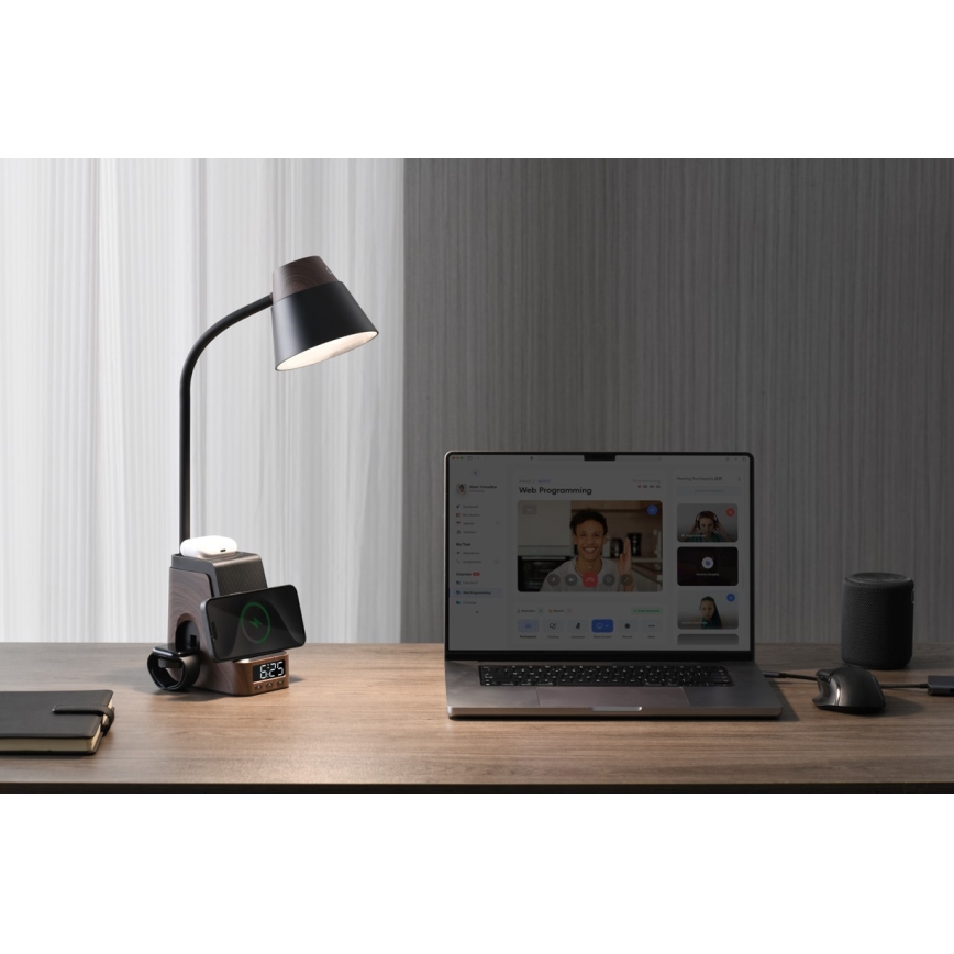 LED+CCT Dimmelhető asztali lámpa QI vezeték nélküli töltéssel IDEAL LED/8W/230V 2700/4000/5000K barna