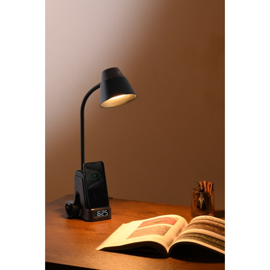 LED+CCT Dimmelhető asztali lámpa QI vezeték nélküli töltéssel IDEAL LED/8W/230V 2700/4000/5000K barna