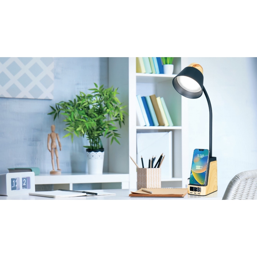 LED+CCT fényerőszabályozható asztali lámpa QI vezeték nélküli töltéssel IDEAL LED/8W/230V 2700/4000/5000K bézs