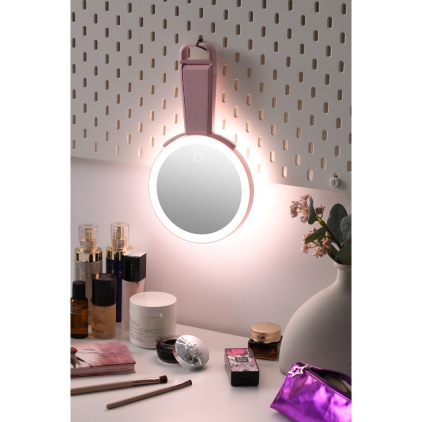 Immax 09102L - LED+CCT dimmelhető kozmetikai tükör SWEET LED/3W/5V rózsaszín
