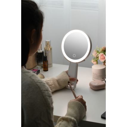 Immax 09103L - LED+CCT Fényerőszabályozható kozmetikai tükör SWEET LED/3W/5V fehér