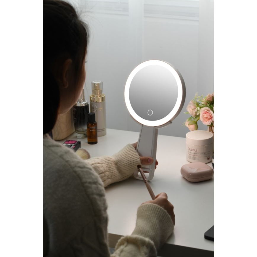 Immax 09103L - LED+CCT Fényerőszabályozható kozmetikai tükör SWEET LED/3W/5V fehér