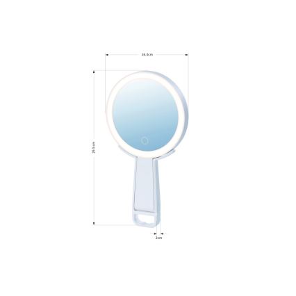 Immax 09103L - LED+CCT Fényerőszabályozható kozmetikai tükör SWEET LED/3W/5V fehér