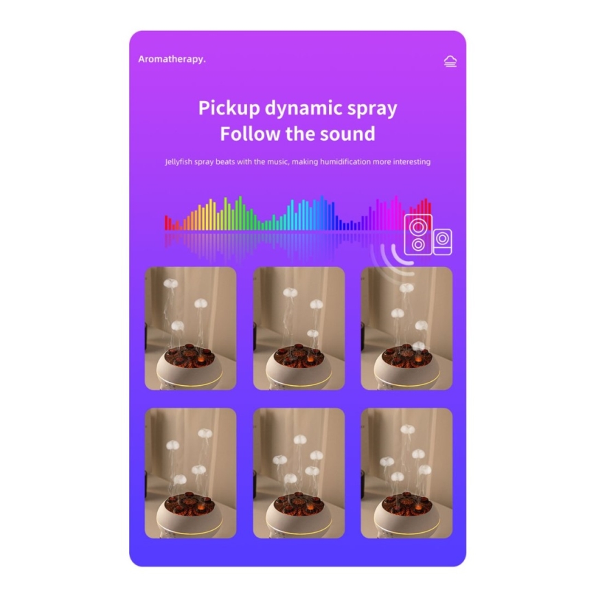 Immax 09104L - Aroma diffúzor és légnedvesítő JELLYFISH LED/11W/5V