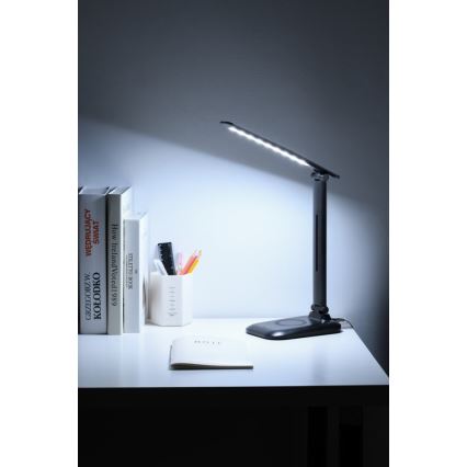 LED fényerőszabályozható asztali lámpa vezeték nélküli QI töltéssel és USB-vel LUMI LED/7W/230V fekete