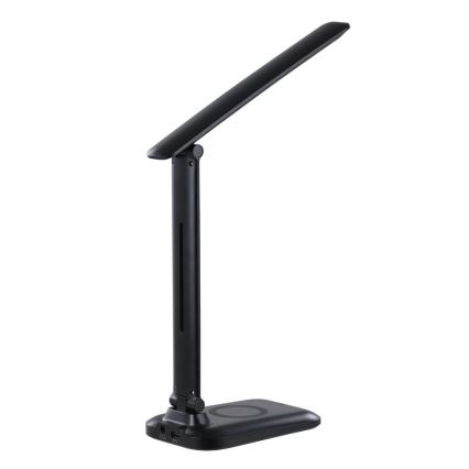 LED fényerőszabályozható asztali lámpa vezeték nélküli QI töltéssel és USB-vel LUMI LED/7W/230V fekete