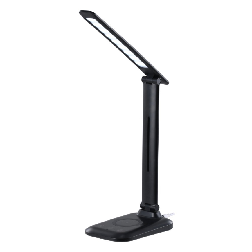LED fényerőszabályozható asztali lámpa vezeték nélküli QI töltéssel és USB-vel LUMI LED/7W/230V fekete