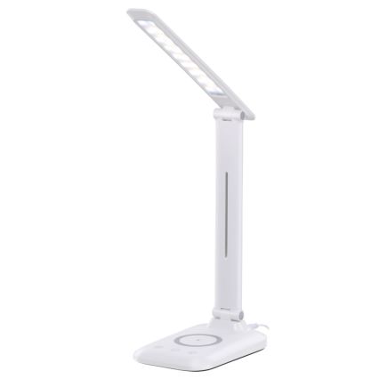 Dimmelhető LED asztali lámpa QI vezeték nélküli töltéssel és USB-csatlakozóval LUMI LED/7W/230V fehér