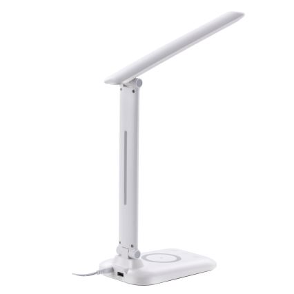 Dimmelhető LED asztali lámpa QI vezeték nélküli töltéssel és USB-csatlakozóval LUMI LED/7W/230V fehér