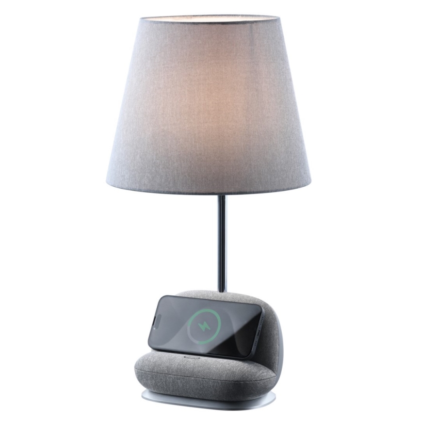 Dimmelhető LED asztali lámpa Qi-kompatibilis vezeték nélküli töltéssel SOFA LED/6W/230V, szürke