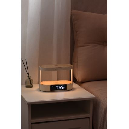 Fényerőszabályozható LED asztali lámpa ébresztővel és töltőfunkcióval TRIPLE DOCK LED/1,5W/5V